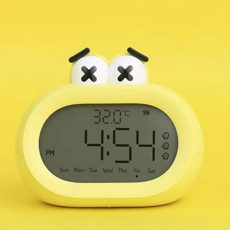 Mrmaere LED Digital Desk Clock with Big Mouth Alarm, Triple Alarm Setting and Sleep Function - Large Display Easy-Read Clock for Home and Office Yellow