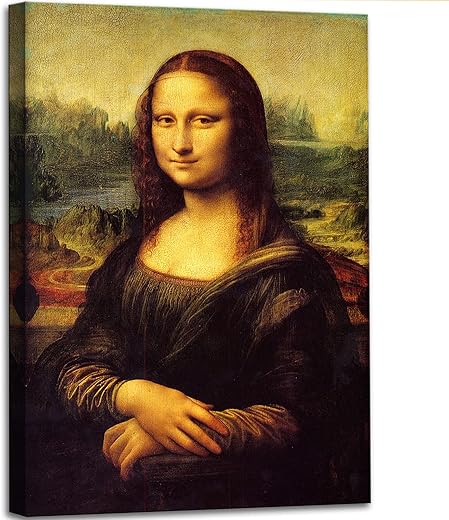 msspart Canvas Prints Wall Art Mona Lisa by by Leonardo DaVinci, The World Classic Paintings Reproductions for Living Room, Office Home Decoration 12"x16"