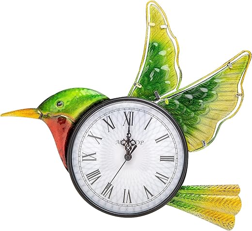 MUMTOP Indoor Outdoor Wall Clock Hummingbird Waterproof Wall-Mounted Clock for Patio Home Living Room Bedroom