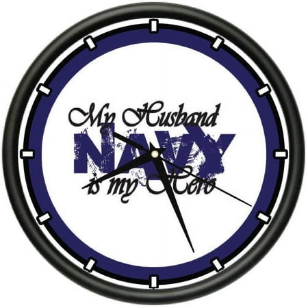 MY HUSBAND IS MY HERO NAVY Wall Clock military soldier retired veteran gift