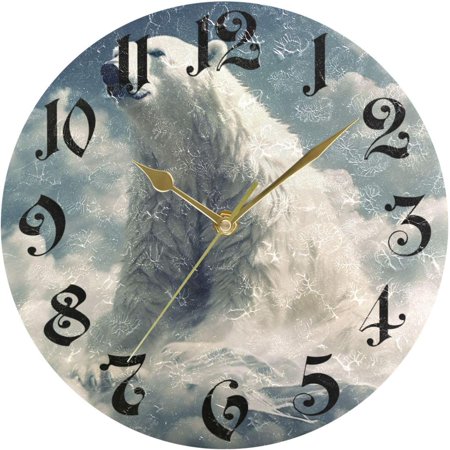 Myst Design Wall Clock - Silent Non-Ticking, Battery Operated, 10 Inch Bear in The Clouds Clock Decorative for Home, Bedroom, Living Room - Modern Wall Clock