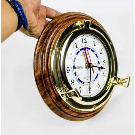 Nagina International Nautical Wood Base Home Decorative Time & Tide Clock - Ocean Beach Home Decor Gift