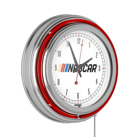 NASCAR Logo Retro Neon Analog Wall Clock with Pull Chain