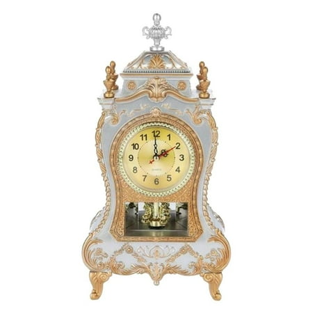 Naturalour Elegant Decorative Vintage Clock,Modern Mantel with Swinging Pendulum Shelf, Tabletop, Desk