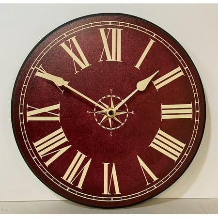 Nautical Burgundy Wall Clock | Beautiful Color, Silent Mechanism, Made in USA