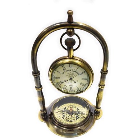 NauticalMart nautical desk maritime brass compass with (Antique Finish) - desktop