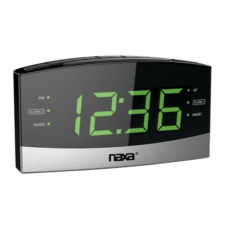 Naxa Electronics NRC-171 Bluetooth Easy-Read Dual Alarm Clock with Daily Repeat and USB Charge Port