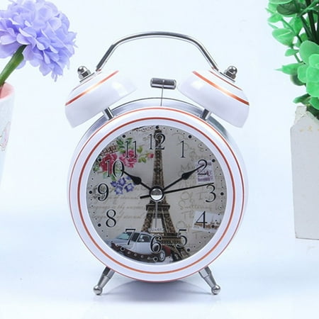 New Bedroom Living Room Super Silent Night Light Colorful Plastic. Table Desk Quartz Clock Vintage Retro Alarm Clock Round Metal Clocks 2