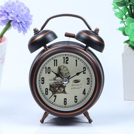 New Bedroom Living Room Super Silent Night Light Colorful Plastic. Table Desk Quartz Clock Vintage Retro Alarm Clock Round Metal Clocks 4