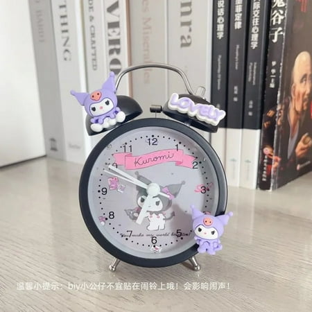 New Diy Sanrio Bell Alarm Clock Super Silent Cartoon Kt Cat My Melody Kuromi Anime Room Decoration Bedside Alarm Clock Gift