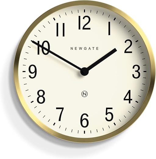 NEWGATE® Master Edwards Wall Clock - Metal Clock - Analog Wall Clock - Mid-Century Clock - Kitchen Wall Clocks - Round Wall Clock - Easy to Read - British Design (Brass)