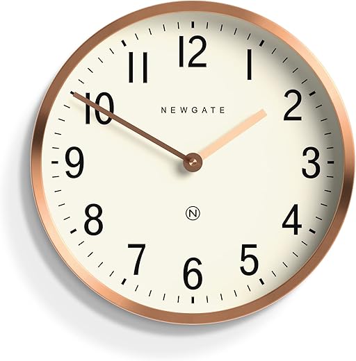 NEWGATE® Master Edwards Wall Clock - Metal Clock - Analog Wall Clock - Mid-Century Clock - Kitchen Wall Clocks - Round Wall Clock - Easy to Read - British Design (Copper)