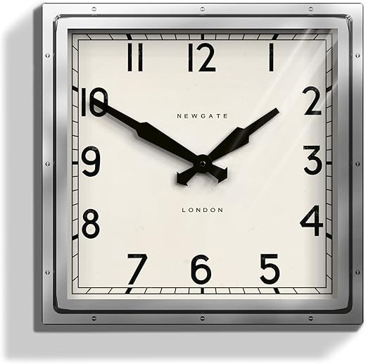 NEWGATE® Quad Wall Clock in Stainless Steel - 16 inch Square Clock - Industrial Clock