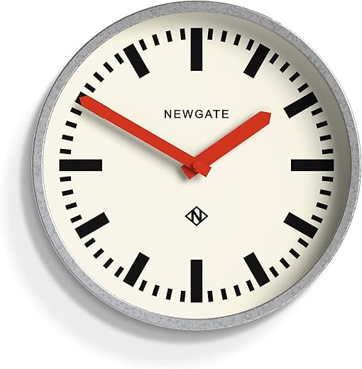 NEWGATE® The Luggage Wall Clock - Metal Clock - Analog Wall Clock - Retro Clock - Kitchen Wall Clocks - Round Wall Clock - British Design - Station Clock (Red Hands)