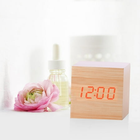 New Modern Wooden Wood Digital LED Desk Alarm Clock Timer Calendar