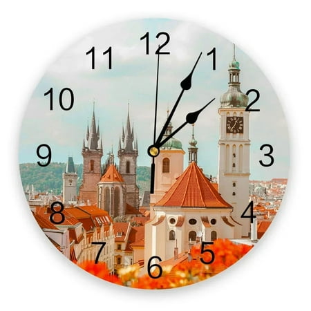 New York City Night Round Wall Clock for Home Decor Living Room No Ticking Sound Modern Creative Wall Clocks