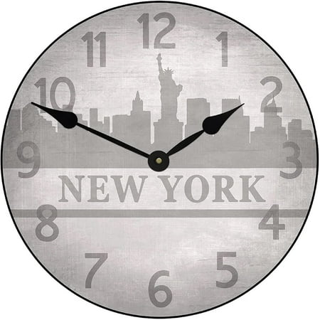 New York City Skyline Wall Clock | Whisper Quiet Hand Made Beautiful Color | Made in USA