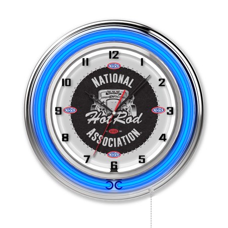 NHRA - 19 Double Neon Hot Rod Wall Clock (Blue Neon)