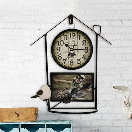 NIBOLOG Retro Antique Iron Mute Desktop Country House Alarm Clock Home Living Room Decor