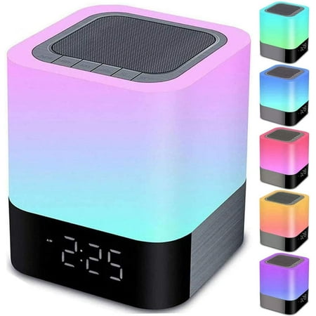 Night Lights Bluetooth Speaker Alarm Clock Wireless Bluetooth Speakers,Touch Sensor Bedside Lamp