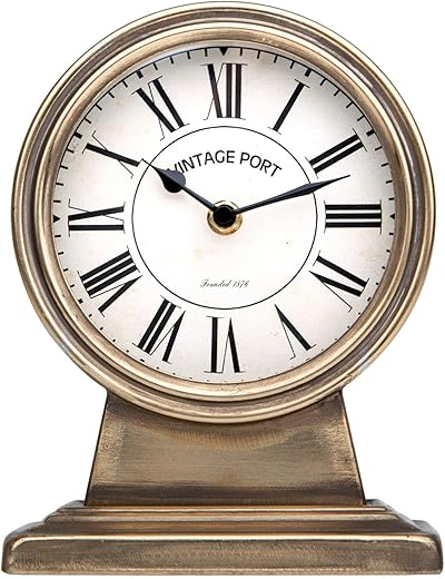 NIKKY HOME Vintage Gold Mantle Clock, Silent Non-Ticking Battery Operated Rustic Table Desk Shelf Clock for Living Room Decor