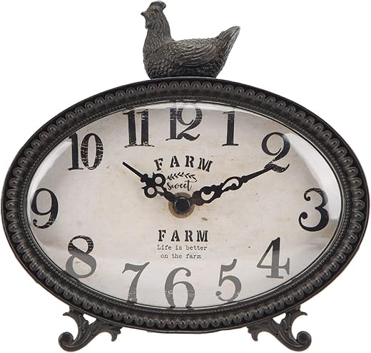 NIKKY HOME Vintage Table Clock, Retro Non-Ticking Desk Clock, Black Table Clocks for Living Room, Bedroom, Shelf, Fireplace, Farmhouse Decor Black