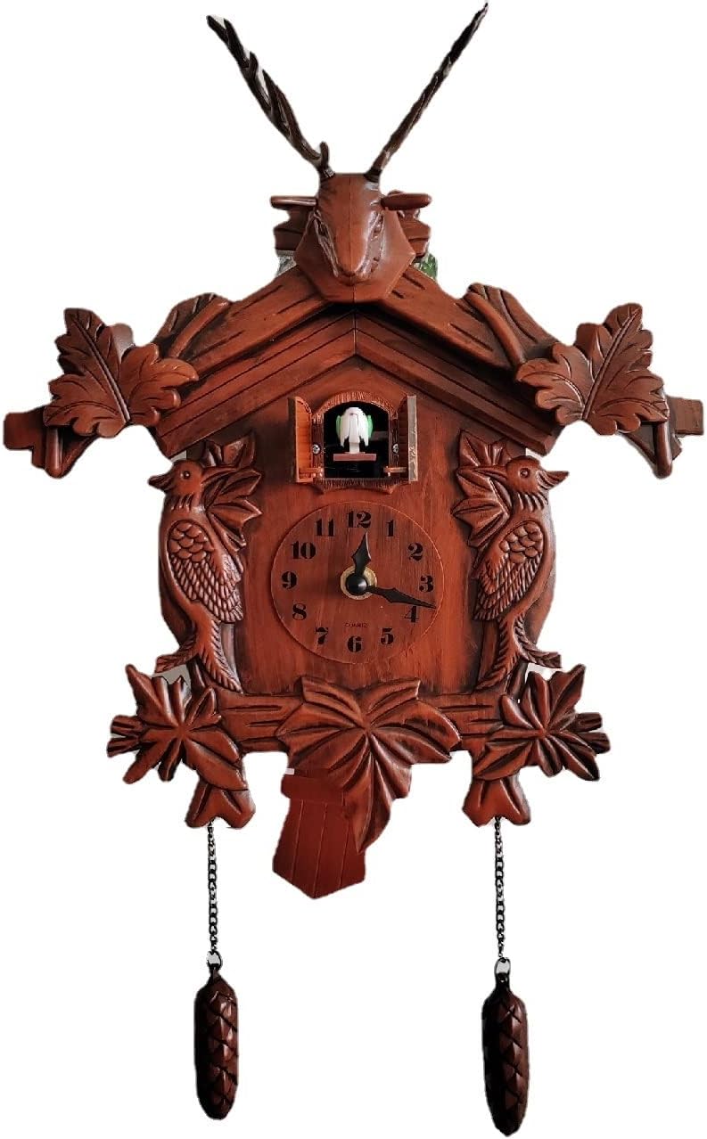 NP Deer Head Cuckoo Clock on Wall Living Room Wall Clock Bird Sing Alarm Clock Cuckoo for Children Room