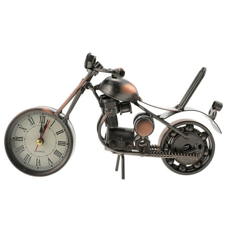 NUOLUX Clock Motorcycle Metal Alarm Model Desk Bedside Figurines Sculpture Shelf Old Decor Vintage Home Decorative Fashion