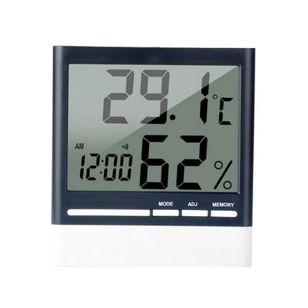 NUOLUX Indoor Electronic Temperature Humidity Meter Digital Thermometer with Calendar and Alarm Clock without Battery