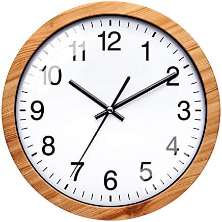 NUOVO 10 Inch Wooden Round Wall Clock Silent & Non-Ticking Retro Wall Clock Operated for Living Room Bedroom Kitchen(26 cm/ 10)