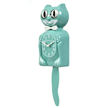 OCEAN WAVES KITTY CAT CLOCK (3/4 Size) 12.75 Green Free Battery Kit-Cat Klock