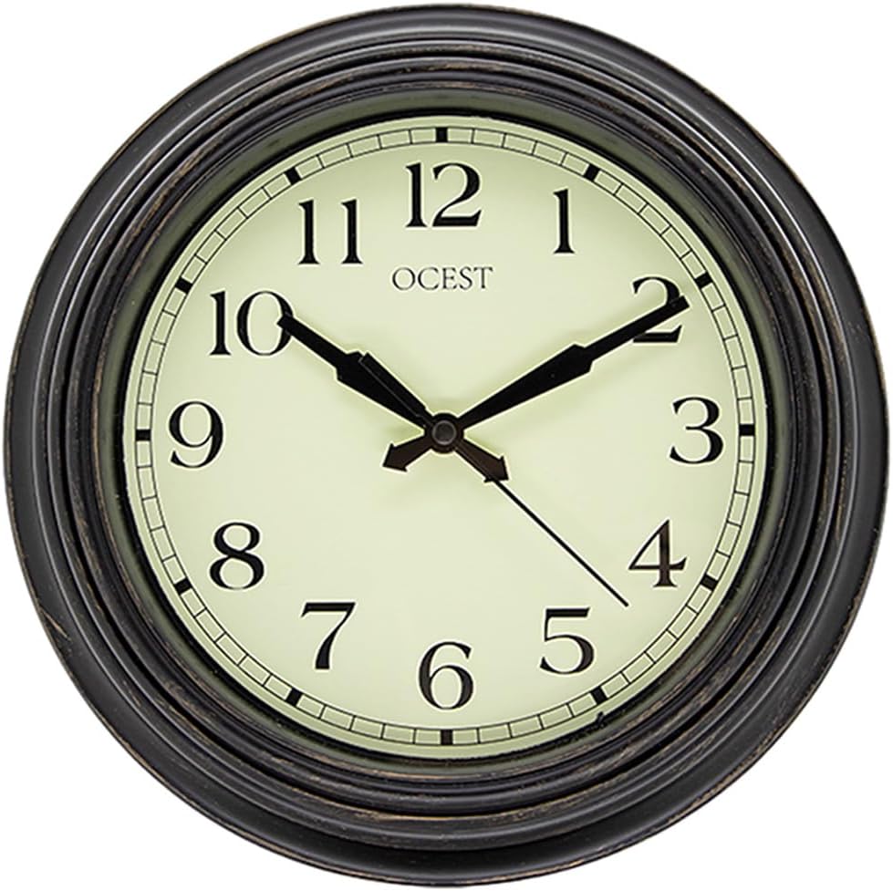 OCEST Kitchen Wall Clock, 9-Inch Silent Non Ticking Battery Operated Wall Clock for Livingroom, Bedroom, Bathroom, Office, Easy to Read, Large Display (Bronze)