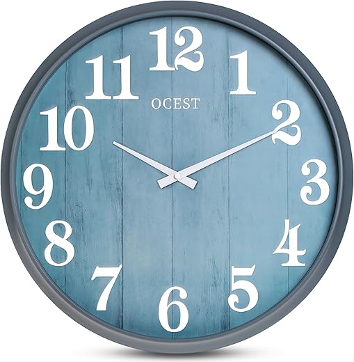 OCEST Large Indoor Outdoor Clock, 18 Inch Waterproof Oversized Wall Clock, Silent Battery Operated Wall Clock for Garden Pool Patio Living Room Office Decorative