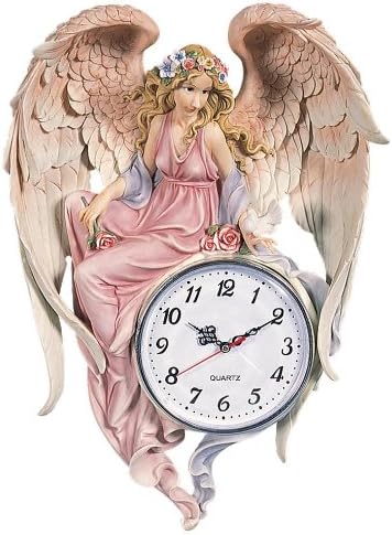 OK Lighting 18 H Enchanted Angel Wall Clock,Pink