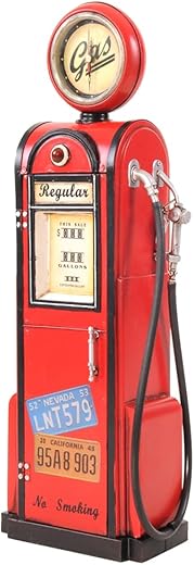 Old Modern Handicrafts Gas Pump with Clock Collectible 1:4-ScaleOld Modern Handicrafts Gas Pump with Clock Collectible 1:4-Scale Model - Antique Gas Pump Clock - 7.5L x 4.5W x 21.0H Inches