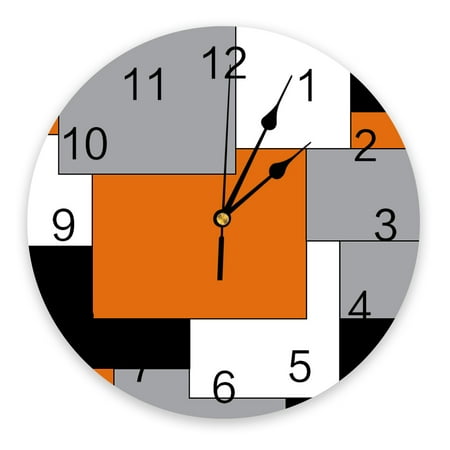 Orange Black Grey Abstract Bedroom Wall Clock Large Modern Kitchen Dinning Round Wall Clocks Living Room Watch Home r