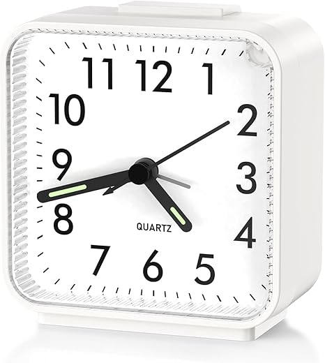 ORIA No Ticking Alarm Clock for Bedroom, Silent Analog Alarm Clock, Battery Operated Analog Travel Clock with Increasing Alarm, Night Light, Snooze, Big Numbers, for Heavy Sleepers, Seniors, Kids