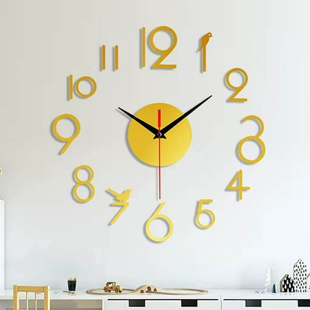 Outdoor Home Decor Wall Decor Frameless 3D Wall Clock Large Silent Mirror For Living Room Modern Wall Clock Number For Bedroom Home Office Decor Easy To Assemble