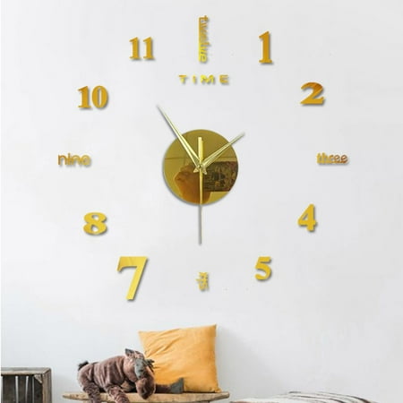 Oxodoi Deals Clearance 19.68in Wall Clock, 3D DIY Wall Clock Roman Numerals Clock Frameless Mirror Surface Wall Sticker Home Decor for Living Room Bedroom