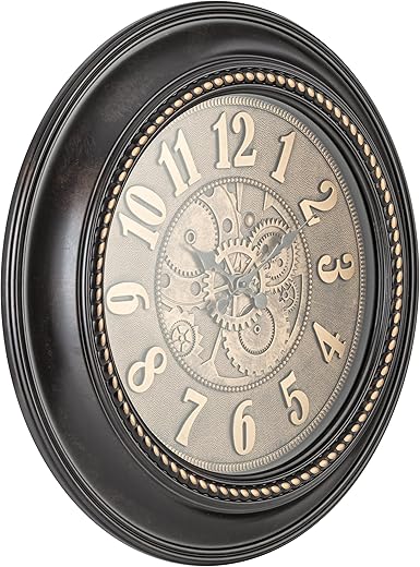 Pacific Bay Rodalben Giant Decorative Light-Weight 24-inch Wall Clock Silent, Non-Ticking, 3-D Aluminum Dial, Easy-to-Read, Quartz Battery Operated, Glass Face Cover