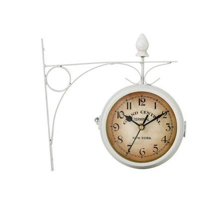 Paddington Station Wall Mount Garden Decoration Retro Bracket Metal Clock Double Sided Wall Clock Outside WHITE