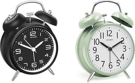 Peakeep Loud Alarm Clocks for Heavy Sleepers Adults Twin Bell Old Fashioned