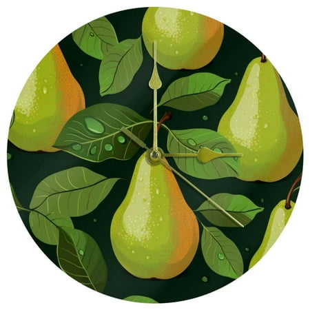 Pears 9.8-Inch Round Acrylic Wall Clock, Silent Non-Ticking Battery Powered for Kitchen Bedroom Living Room Office - Wall Clocks