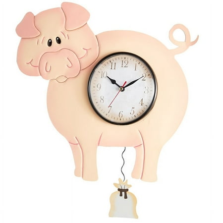 Pendulum Wall Clocks - Rustic Farmhouse Kitchen Clock - Pig