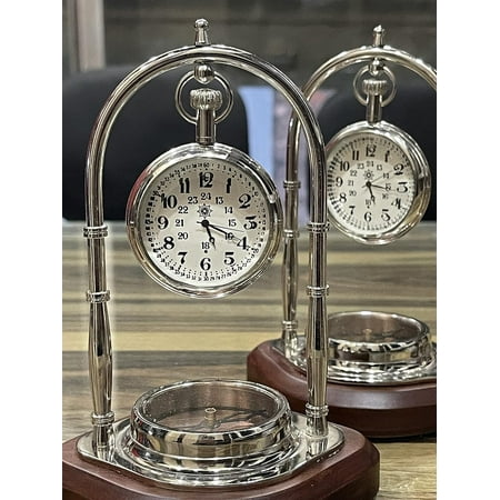 Personalized Antique Desk Clock - Table Watch - Desktop Clock - Promotional Gift, Retirement Gift, Graduation Gift, Engraved Gift for Him (Silver Finish)