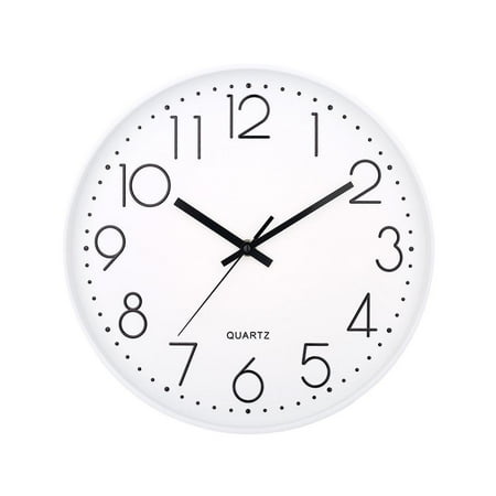 PFDDRW Wall Clock Silent Non Ticking 8 Inch Quartz round Clock Battery Operate K (White framed black text)