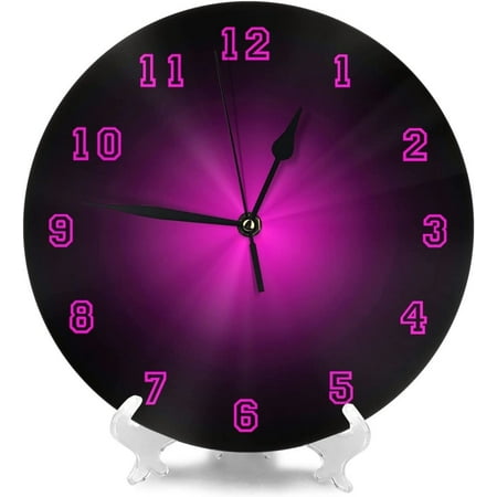 Pink Neon Wall Clock - 10 Inch Silent Non-Ticking Wall Clocks -Country Retr