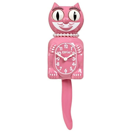 PINK SATIN LADY KIT CAT CLOCK 15.5 Free Battery USA MADE Official Kit-Cat Klock