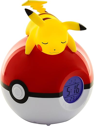 Pokemon Pikachu Radio Wecker Uhr Pokéball Uhr mit Licht und Temperaturanzeige PVC rot