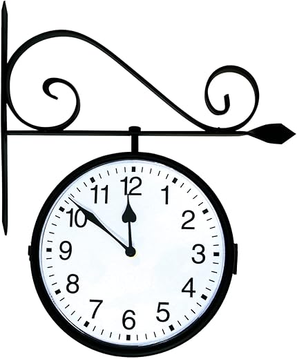 Poolmaster 52608 Dual Sided Hanging Indoor Clock or Outdoor Clock, Black Medium